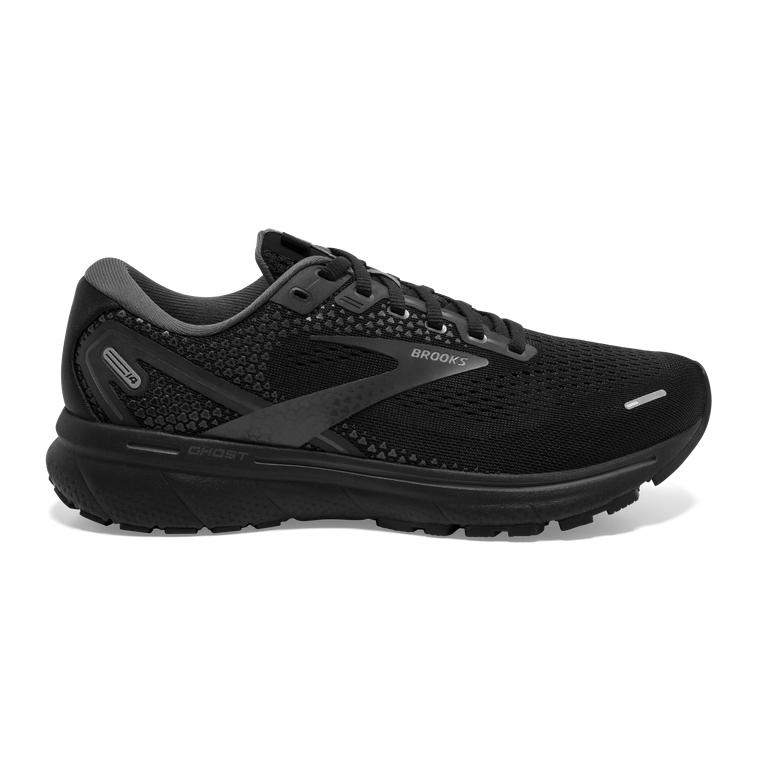Brooks Ghost 14 Cushioned Women's Road Running Shoes - Black/White/Charcoal/Ebony (30627-ROHF)